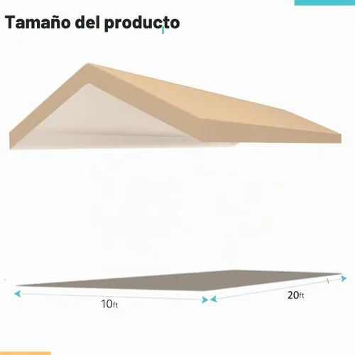 Vista 3 de Cubierta de toldo de repuesto para carport para carpa de automóvil, cubierta de refugio de garaje, lona con cuerdas elásticas de bolas
