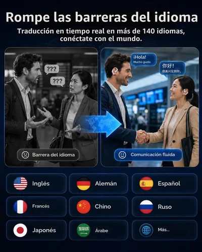 Vista 3 de Auriculares de traducción AI en tiempo real, 141 idiomas Auriculares Oro rosa