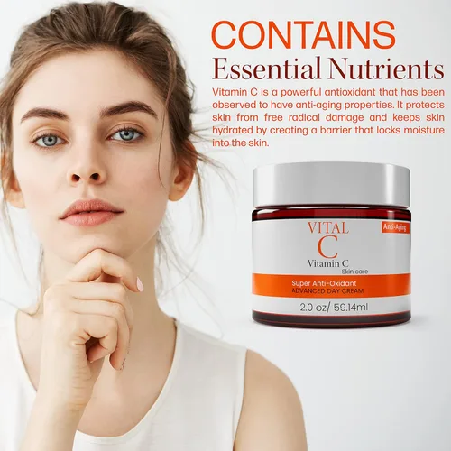 Vista 4 de Dermapeutics Crema hidratante facial avanzada con vitamina C – Antioxidante, hidratante de día y noche para reducir arrugas, líneas finas, ojeras