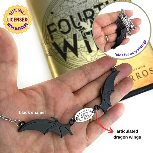 Vista 5 de CUARTA ALA Rebecca Yarros Basgiath War College Dragon Wing Collar con colgante de ala de dragón con licencia