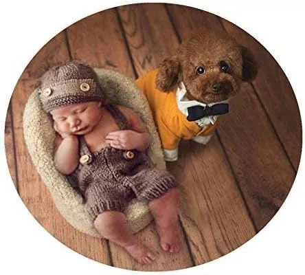 Vista 3 de Vemonllas Accesorios de fotografía para recién nacidos, accesorios de fotos para niñas, niños, bebés, sombrero de punto hecho a mano, gorro