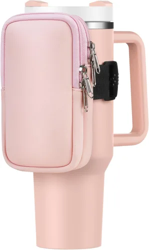 Vista 13 de Bolsa para botella de agua para Stanley Cup de 40 onzas, 30 onzas, bolsa para botella de agua para correr, tarjetas, llaves, teléfono, accesorios
