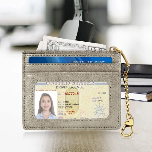 Vista 40 de SEAVILIA Tarjetero llavero cartera para mujer con ventana de identificación RFID monedero regalo abeja delgada minimalista pequeña cartera