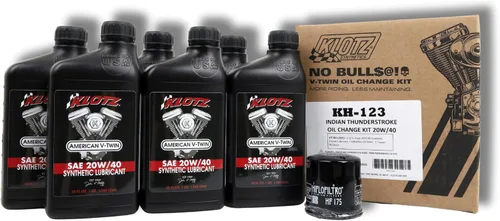 Vista 5 de Kit de cambio de aceite de motor Klotz de 4 cuartos de galón 20W/50 sintético para Evolution Big Twin 1984-1999 - Kit básico