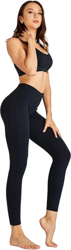 Vista 2 de COOLOMG Pantalones de yoga para mujer, mallas capri para correr, leggings de tiro bajo, entrenamiento, gimnasio con bolsillos ocultos
