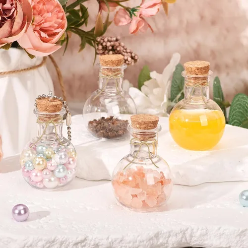 Vista 2 de Paquete de 10 mini botellas de plástico transparente con corchos, pequeñas botellas de plástico transparente para cumpleaños, baby shower, boda