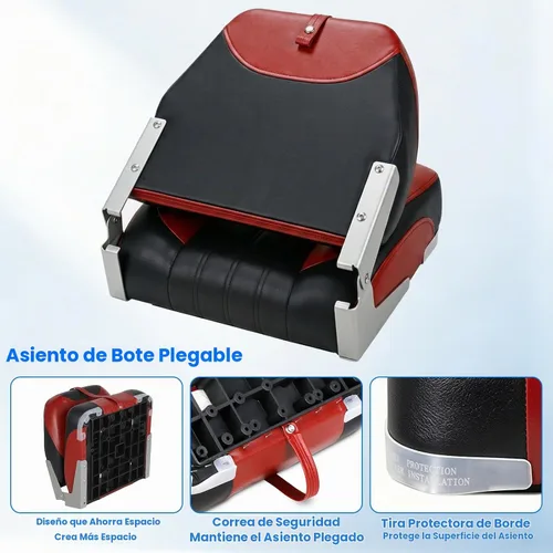 Vista 3 de XGEAR Asiento de barco de lujo con respaldo bajo/alto, asiento plegable para barco de pesca