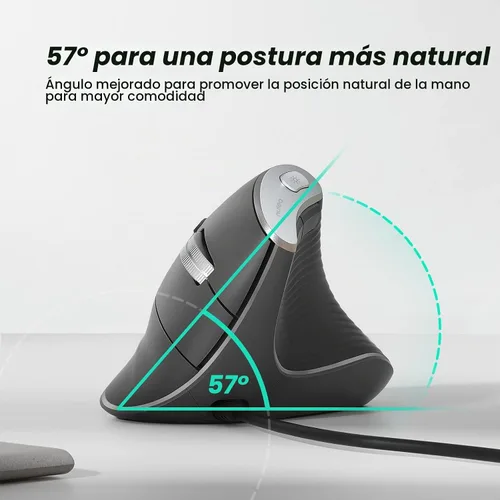 Vista 3 de Nulea M504 Ratón Vertical con Cable, Ratón Óptico Ergonómico USB con 4 DPI Ajustables, 11 Modos de Retroiluminación RGB, Compatible para Laptop, PC