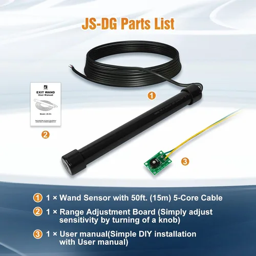 Vista 6 de JUJIANG JS-DG Sensor universal de vehículo para sistemas de abridor automático de puertas, varita de salida con cable con cable de 50 pies, kit