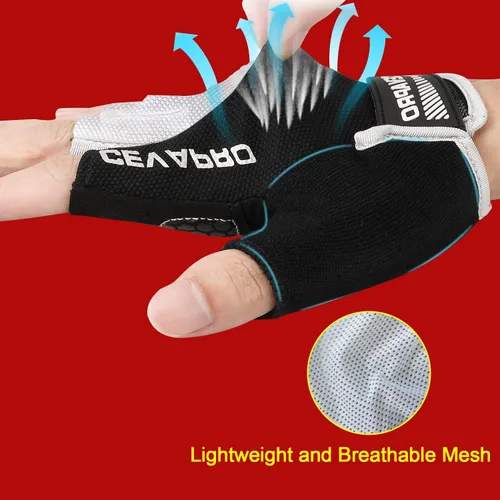 Vista 4 de Cevapro Guantes de ciclismo para hombres y mujeres, guantes de bicicleta de montaña MTB, guantes de bicicleta con almohadilla antideslizante que