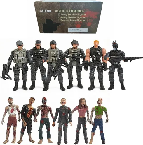 Vista 7 de Juego de 12 figuras de acción, figuras de soldado de la fuerza especial, figuras de acción de lucha con zombi muertos y mercenarios para niños