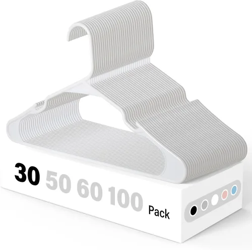 Vista 27 de HealSmart Perchas de plástico, paquete de 30 perchas de ropa que ahorran espacio, perchas duraderas y ligeras para abrigos, vestidos, camisas, Negro