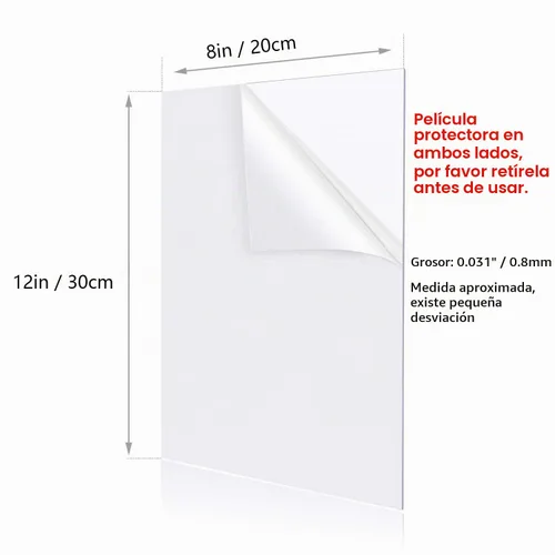 Vista 2 de Paquete de 7 hojas de plexiglás transparentes de 8 x 12 pulgadas, hojas de plexiglás acrílico para proyectos de manualidades, láminas de plástico