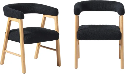 Vista 12 de Walker Edison Ezra - Silla de comedor moderna de madera maciza con respaldo redondeado, color negro (juego de 2)