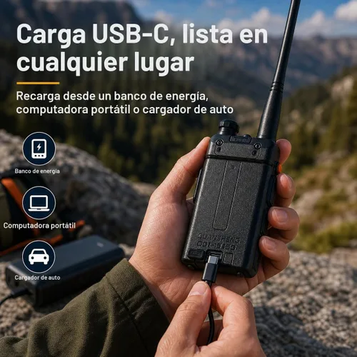 Vista 10 de BAOFENG UV-5R Radio Walkie Talkie de doble banda, carga directa tipo C, largo alcance, paquete de 2