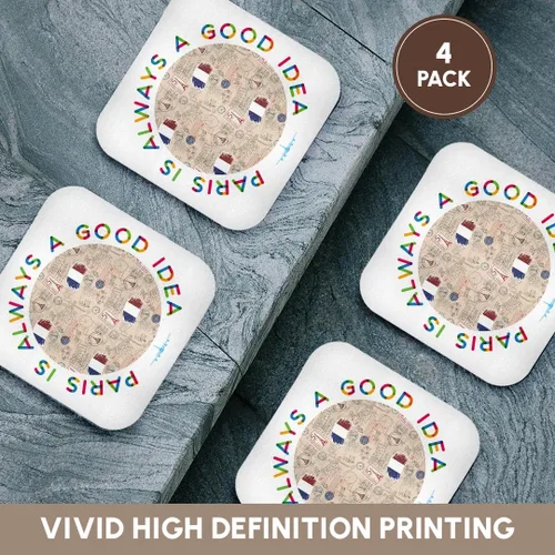 Vista 6 de 3dRose - Paris is always a good idea. A charming and classy travel gift - Coaster - (cst-362437-1)