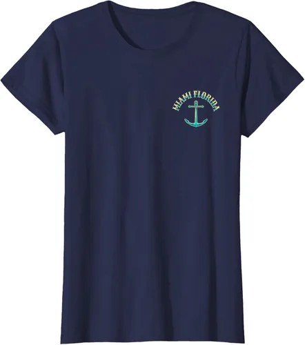 Vista 44 de Camiseta con diseño de pesca en la parte delantera y trasera de Miami Florida USA, Negro