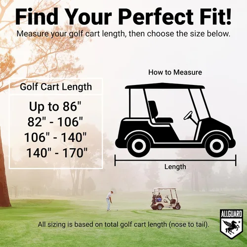 Vista 4 de AllGuard - Funda impermeable para carrito de golf, poliéster resistente, protege de la lluvia, el sol, los rayos UV y más, color bronceado