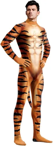 Vista 2 de Bemeiren Zentai - Body para hombre con estampado de animales, disfraz de elastano