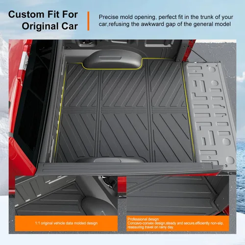 Vista 2 de powoq Revestimiento de caja de 5.5 pies compatible con Ford F150 2015-2026, tapete impermeable para caja de camioneta, TPE de repuesto