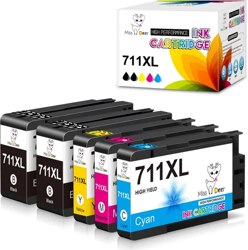 Vista 8 de Miss Deer Paquete de cartuchos de tinta 711XL, repuesto para HP 711 711XL, paquete combinado de cartuchos de tinta para impresora DesignJet T100