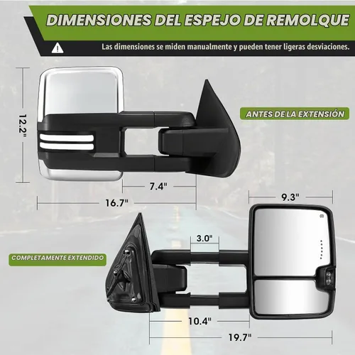 Vista 7 de Espejos de remolque para Chevy Silverado/GMC Sierra 1500 (2014-2018), 2500HD/3500HD (2015-2019) Switchback - Señal de giro dinámico/luces de marcha