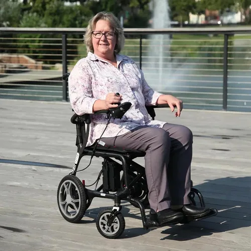 Vista 6 de Journey Air Elite Silla eléctrica eléctrica – Silla de ruedas ligera plegable con pilas para adultos y personas mayores – Capacidad de peso de 240