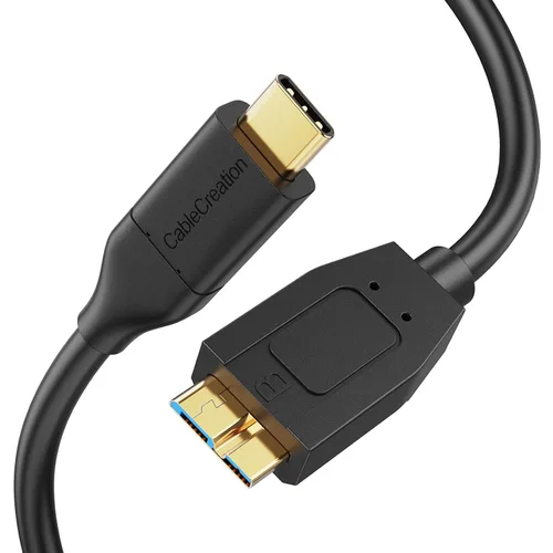 Vista 11 de CableCreation Cable corto USB C a Micro B de 1 pie, 10G Micro B a USB C, cable de disco duro externo para iPhone 15/16/17, Samsung Galaxy S24