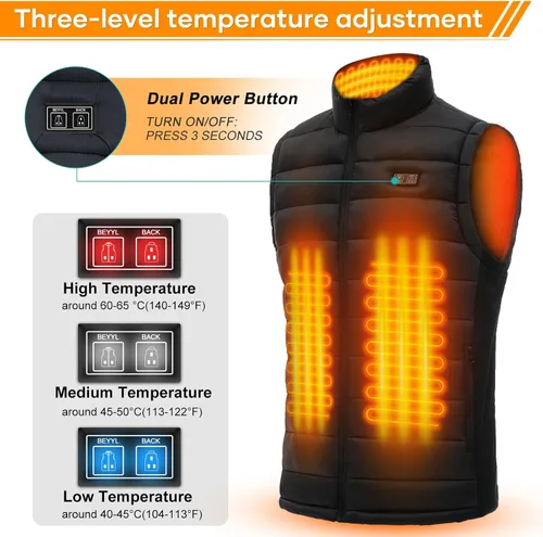 Vista 2 de Chaleco calefactable - Chaqueta térmica eléctrica para hombremujer, batería no incluida