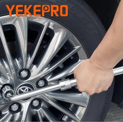 Vista 5 de Llave de cruceta telescópica con funda - Longitud ajustable de 15.2" a 20.7" Herramienta para neumáticos, acero CR-V de alto torque, bloqueo