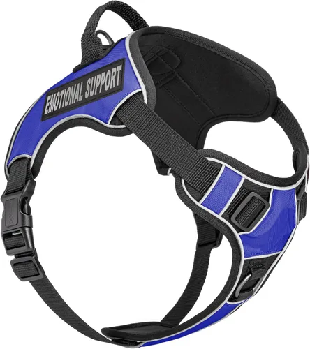 Vista 10 de Dogline Quest - Arnés para perro sin tirones con soporte emocional parches reflectantes extraíbles suave y cómodo chaleco para perro con hebilla