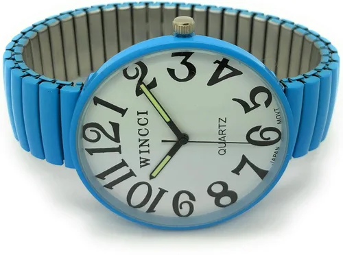 Vista 2 de Reloj de moda con banda elástica para hombres y mujeres con números grandes