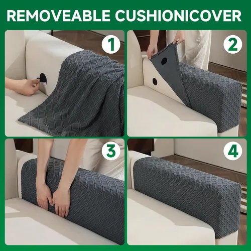 Vista 4 de OHSIO Funda para sofá, funda elástica para sofá, fundas de cojín de asiento suave, lavable, funda de sofá modular en forma de L, resistente al Gris