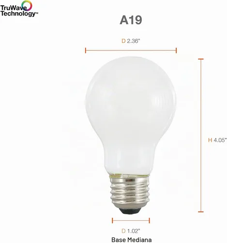 Vista 7 de LEDVANCE Sylvania - Bombilla LED TruWave Natural Series A19, equivalente a 75 W, eficiente 11 W, 1100 lúmenes, base media, regulable, esmerilada