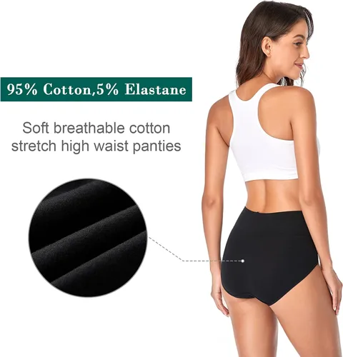 Vista 4 de Annenmy - Ropa interior para mujer, de algodón, suave, de cintura alta, tallas regulares y extragrandes
