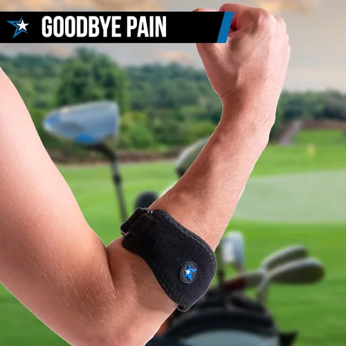 Vista 7 de RiptGear Codera de tenis para mujeres y hombres, codera para tendinitis y codo de tenista, correa para el codo para aliviar el dolor de tendón, Azul