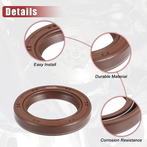 Vista 3 de uxcell 2 unids sello de aceite del cigüeñal del motor apto para Mitsubishi Eclipse 1990-2012 para Mitsubishi Lancer 2002-2007 goma duradera marrón