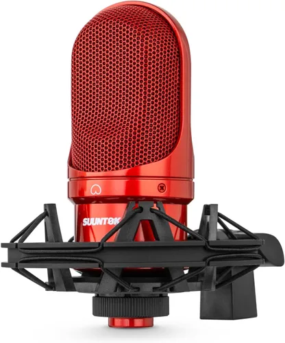 Vista 9 de SUUNTOK Micrófono de condensador XLR, micrófono de grabación con soporte de choque, kit de micrófono de estudio en casa para voz en off Negro