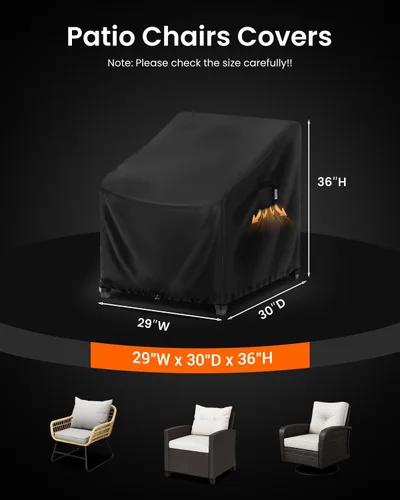 Vista 7 de FORSPARK - Funda para silla de patio – Funda impermeable y resistente a los rayos UV para muebles de exterior de mimbre, mecedoras y sillas