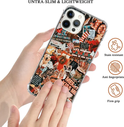 Vista 2 de Funda de teléfono con collage de invierno para iPhone 13 Pro Max, funda de collage de Navidad para niñas, mujeres y hombres, funda única de TPU