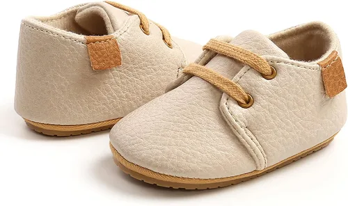 Vista 4 de Zapatos deportivos unisex para bebés, niños y niñas, de piel sintética, para cuna, suela antideslizante de goma, para niños pequeños