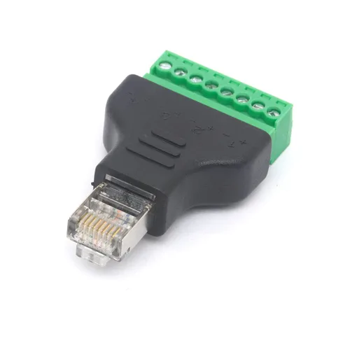 Vista 3 de Adaptador de terminal de tornillo macho RJ45, RJ45 macho a tornillo de 8 pines, conector hembra Cat7 6 5 5e Extensor de enchufe de red Ethernet CCTV
