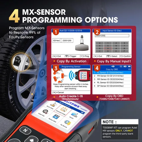 Vista 6 de Autel MaxiTPMS TS508WF KIT Herramienta de programación TPMS, con $300 8PCS Sensor y 4PCS válvulas, 2026 WiFi Ver de TS508 TS501 PRO TS408S TS601