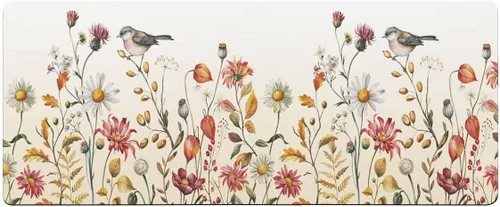 Vista 7 de Tapete de baño antideslizante para bañera, diseño de pájaros y flores, de secado rápido y absorbente, de tierra de diatomeas, tapete de cocina