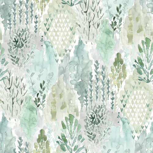 Vista 11 de RoomMates RMK12330PLW - Papel tapiz de mosaico de árbol de acuarela azul
