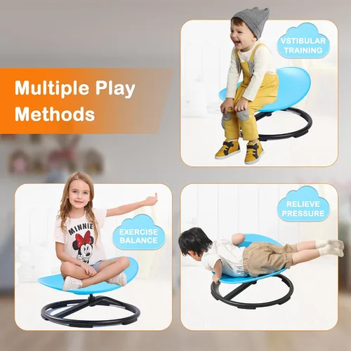 Vista 4 de Silla giratoria sensorial para niños autistas, silla giratoria sensorial, juguete para sentarse y girar para equilibrio y coordinación, asiento Azul