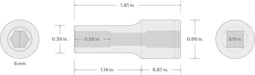 Vista 6 de TEKTON Encastre de 3/8 pulgadas x 0.236 in de profundidad semiprofunda de 6 puntos SHD14106