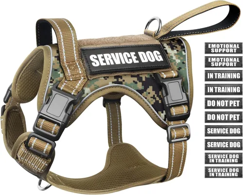 Vista 10 de WINSEE Arnés táctico para perro, arnés sin tirones para perros medianos y grandes con asa y Molle, arnés de servicio militar para perros pequeños