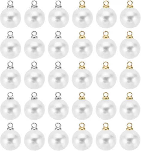 Vista 33 de PATIKIL Abalorio de perlas, 100 cuentas de perlas de imitación de perlas colgantes para bricolaje para hacer joyas, pulseras, aretes, collares Beige