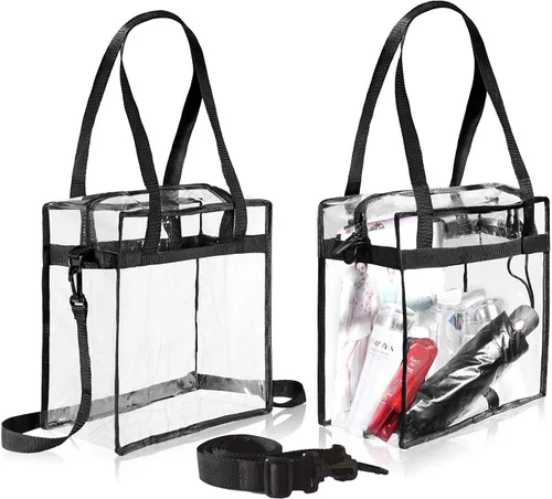 Vista 17 de BAGAIL - Bolsas transparentes 12x6x12 aprobadas para estadios con cierre de cremallera, bolsa de hombro bandolera con correa ajustable